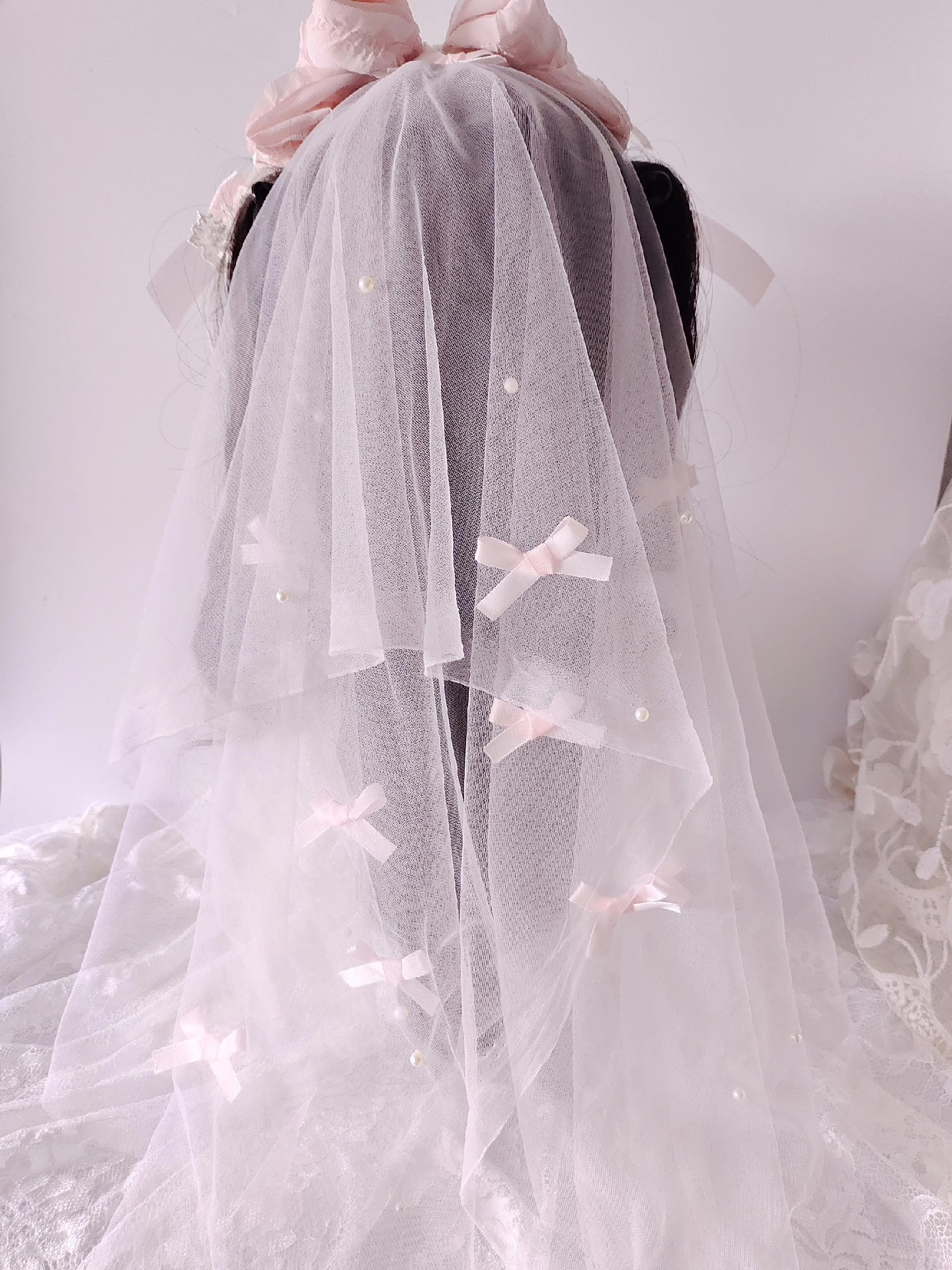 Lolita Pearl Bow Headband with Detachable Veil