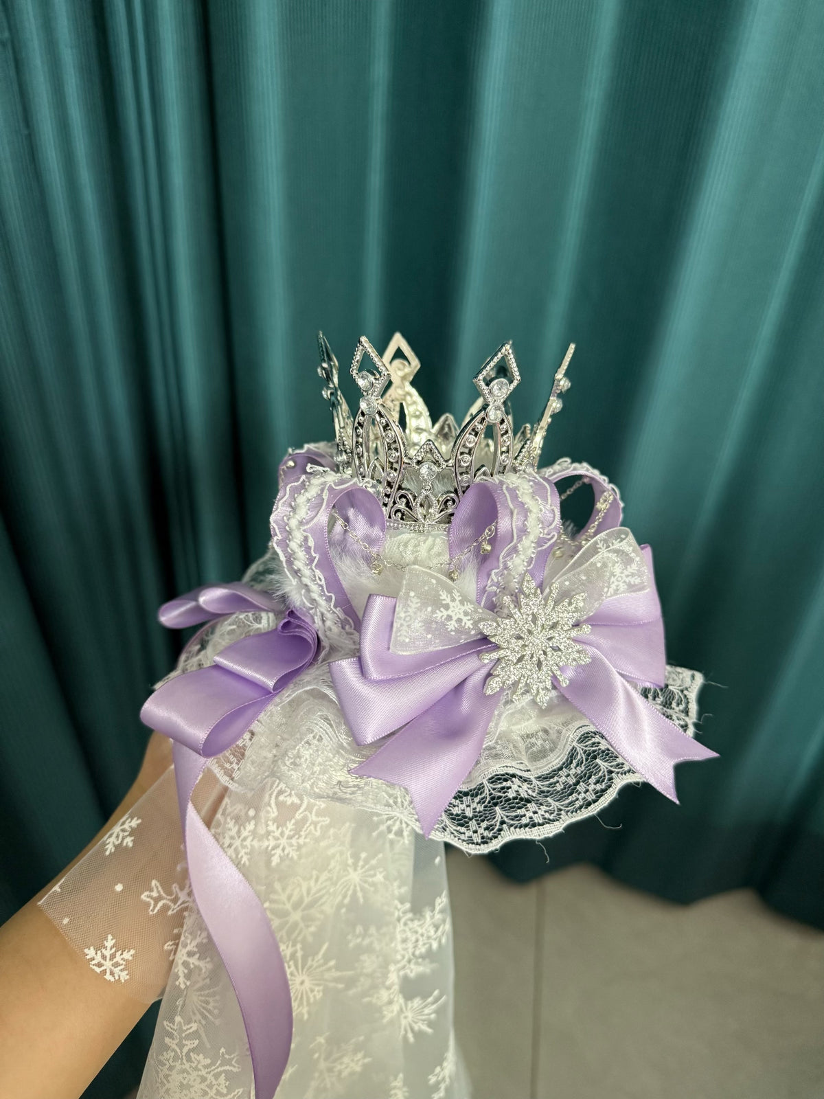 Purple Crown Mini Hat with Snowflake Veil