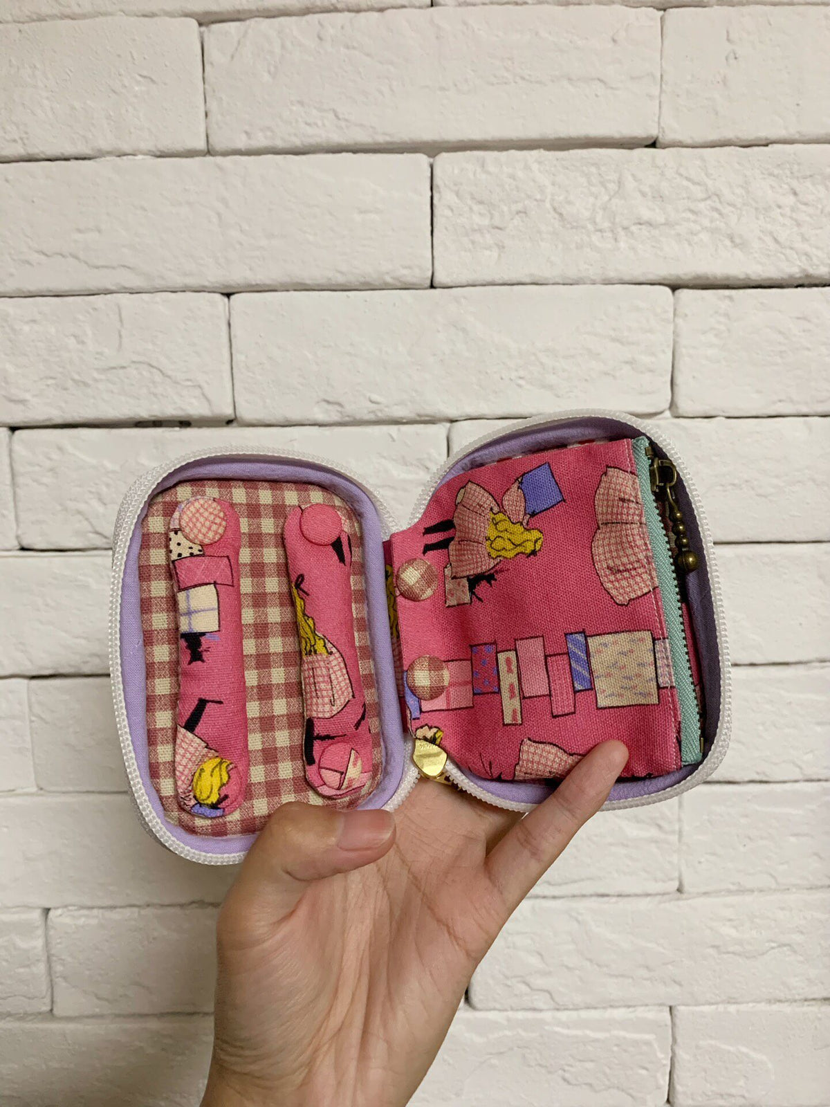 Pink Oxford Cloth Storage Case with Zipper