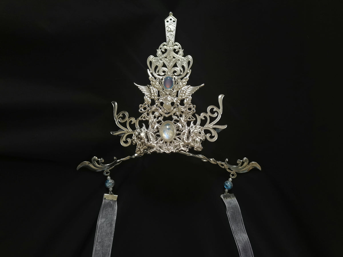 Lan Wangji Cosplay Hair Crown with Blue Gems