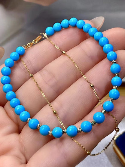18K Gold Sleeping Beauty Turquoise Double-Chain Bracelet