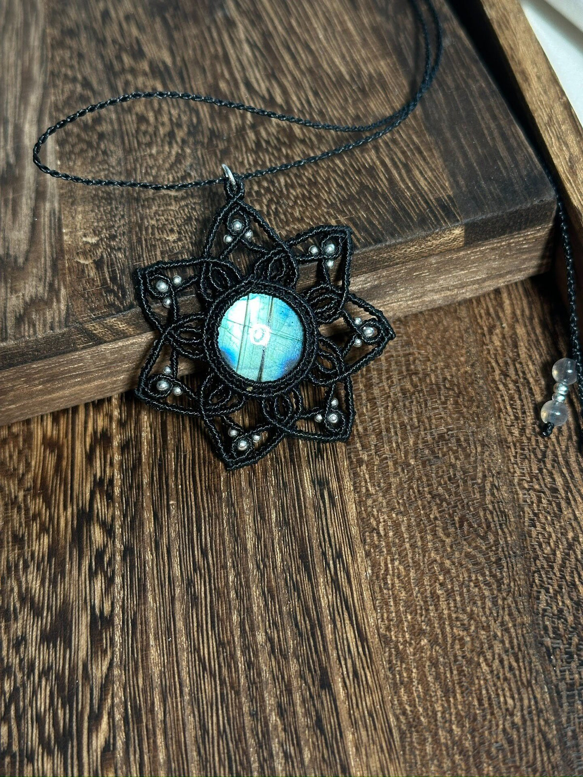 Natural Labradorite Macrame Star Necklace