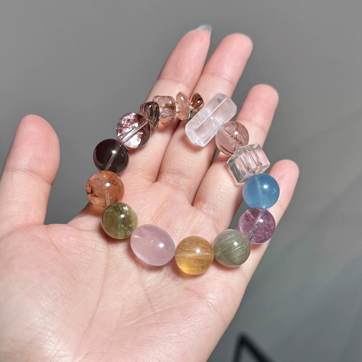 Multi Gemstone Crystal Bracelet 13mm Beads