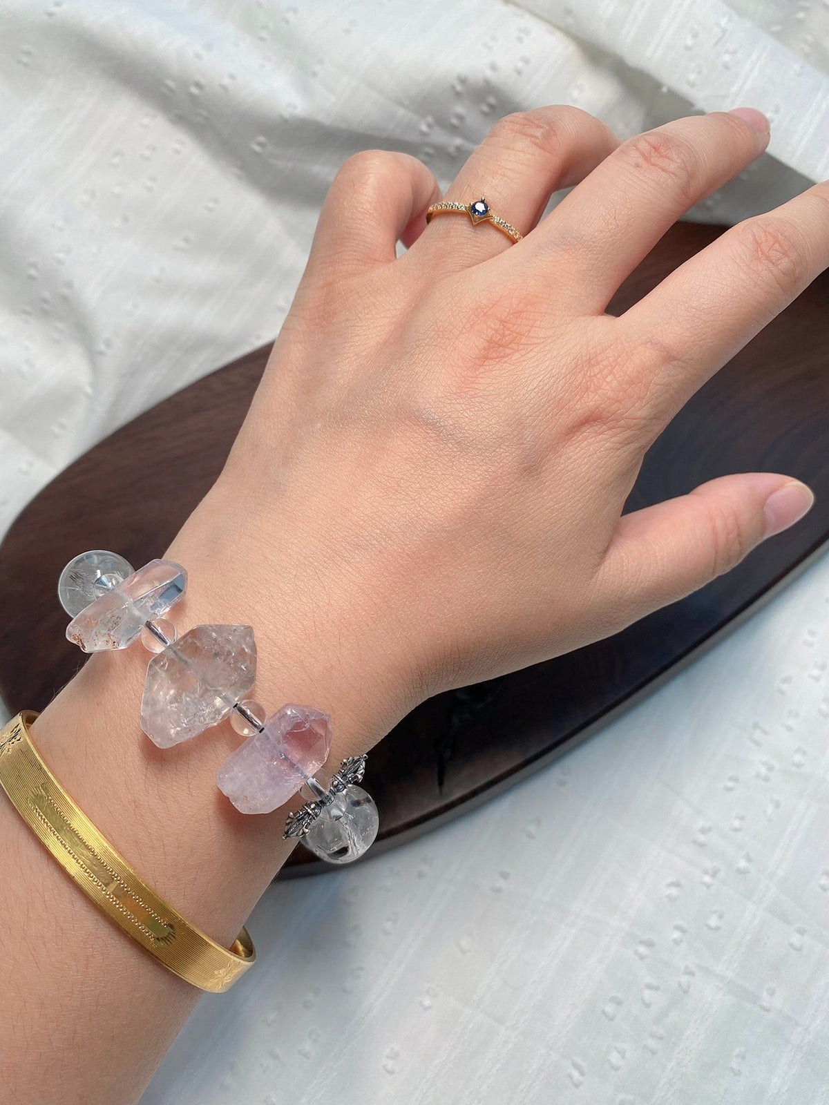 Clear Quartz Amethyst Crystal Bracelet