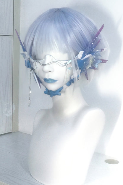 Cyberpunk Half-Face Mask with Butterfly Wing Accents