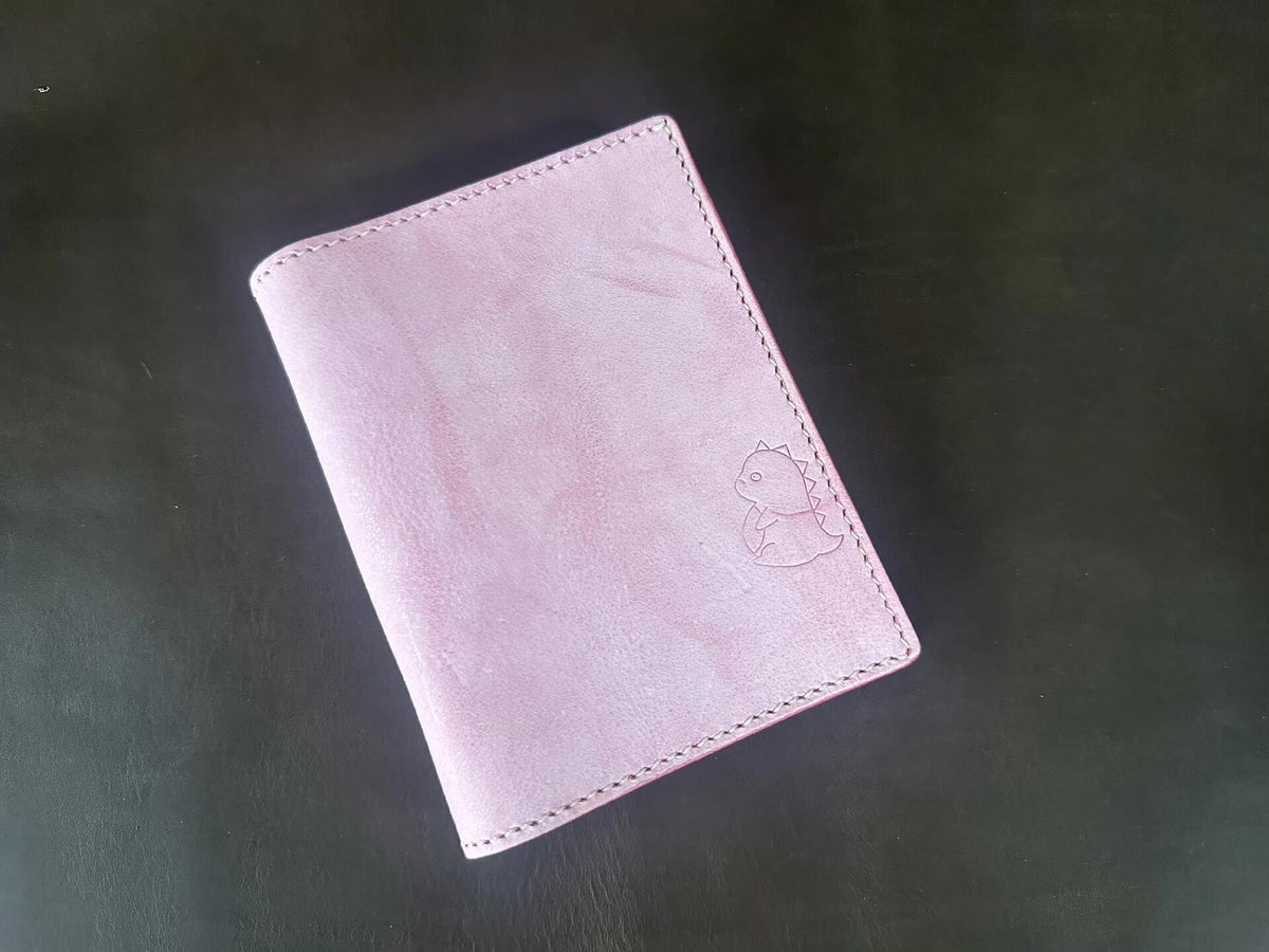Couverture de carnet à anneaux en cuir rose artisanale