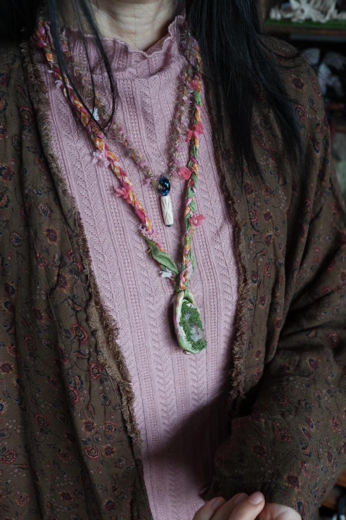 Handmade Forest Ethnic Stone Necklace