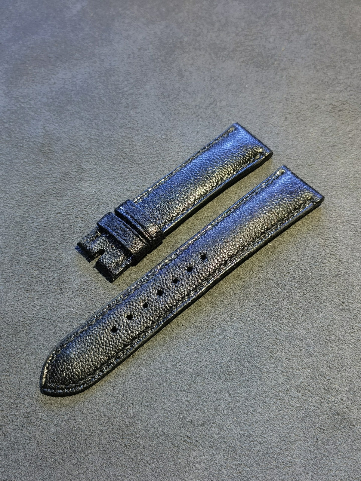 Handmade Black Sheepskin Leather Watch Strap Set