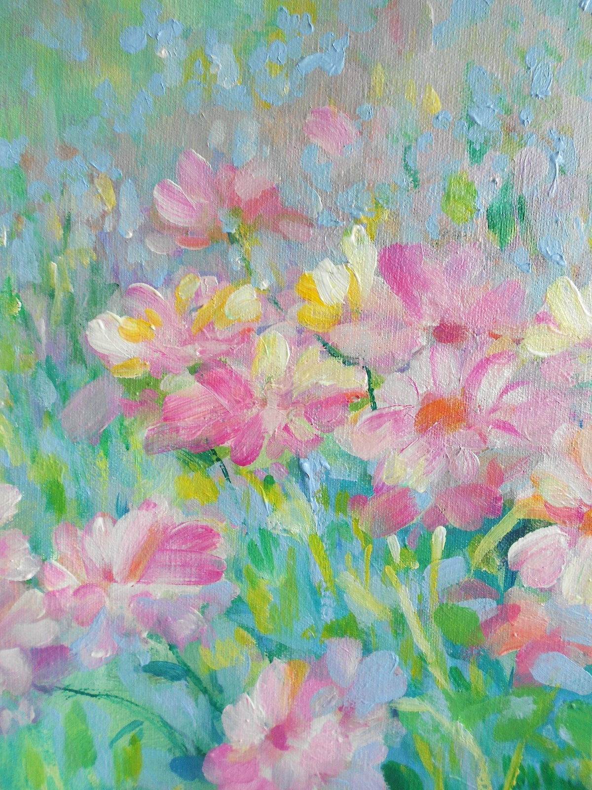 Pink Flowers Acrylic Painting 40x50cm