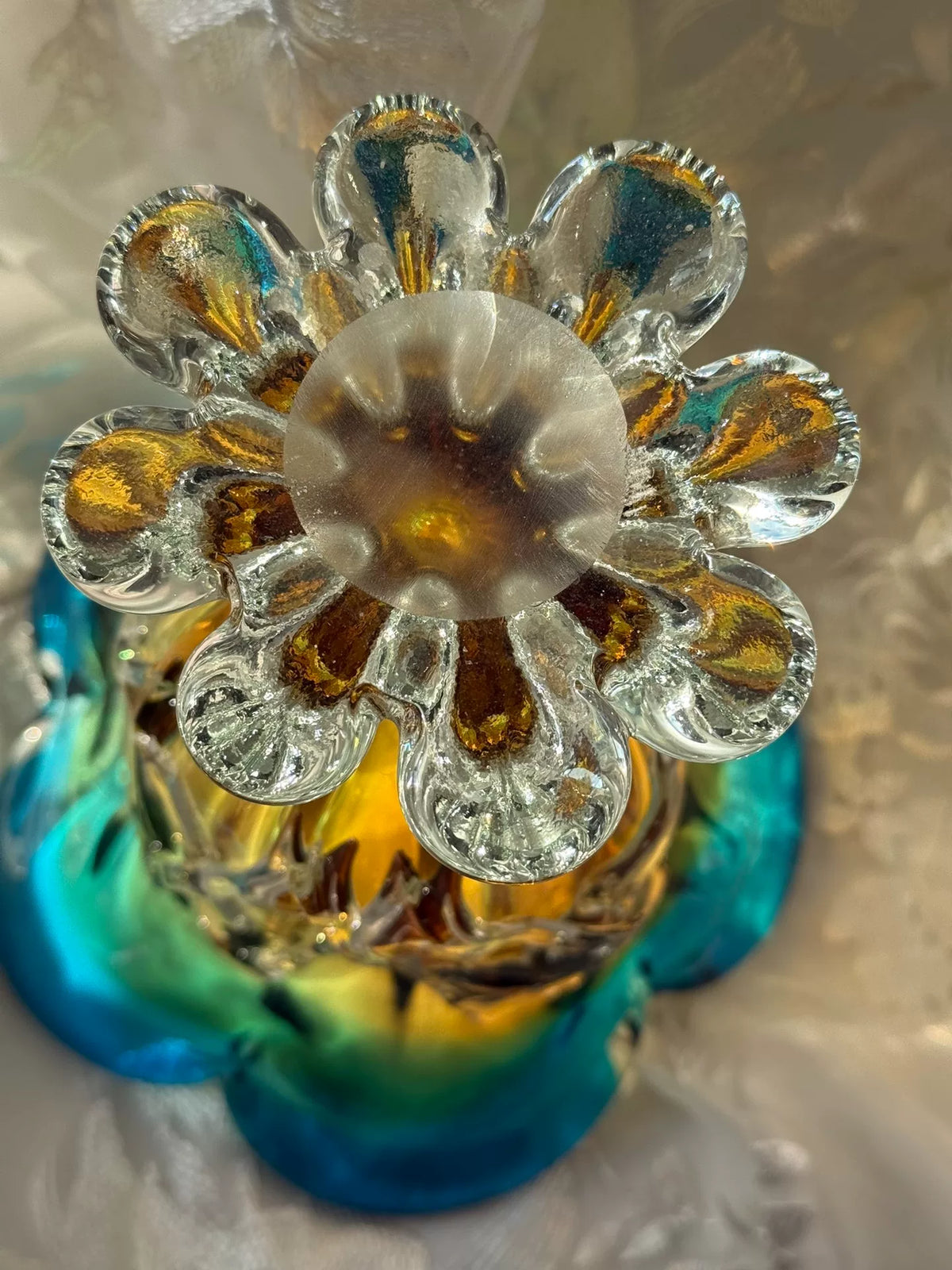 Amber Blue Gradient Glass Vase