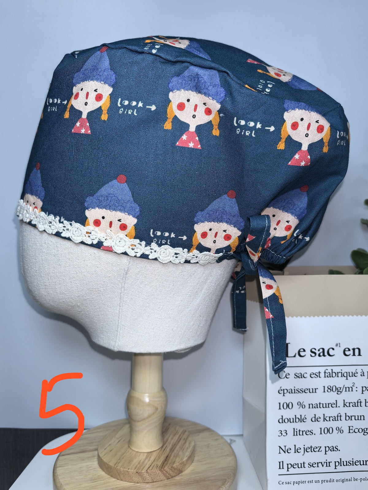 Lace Trim Single Layer Cotton Caps
