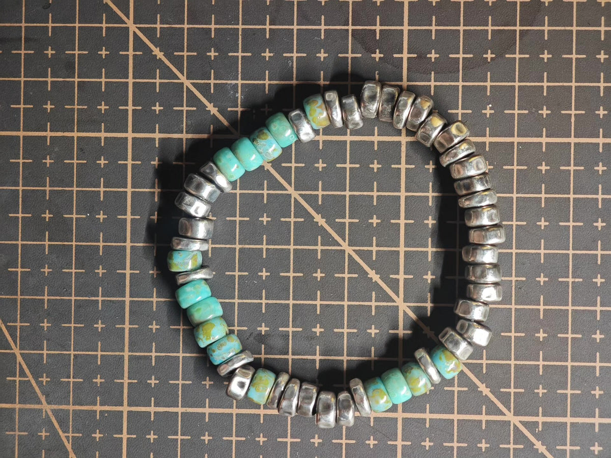 925 Silver Handmade Bracelet Turquoise Glass Beads