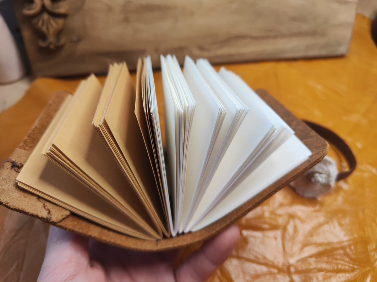 Handmade Cowhide Journal with Crochet Flower