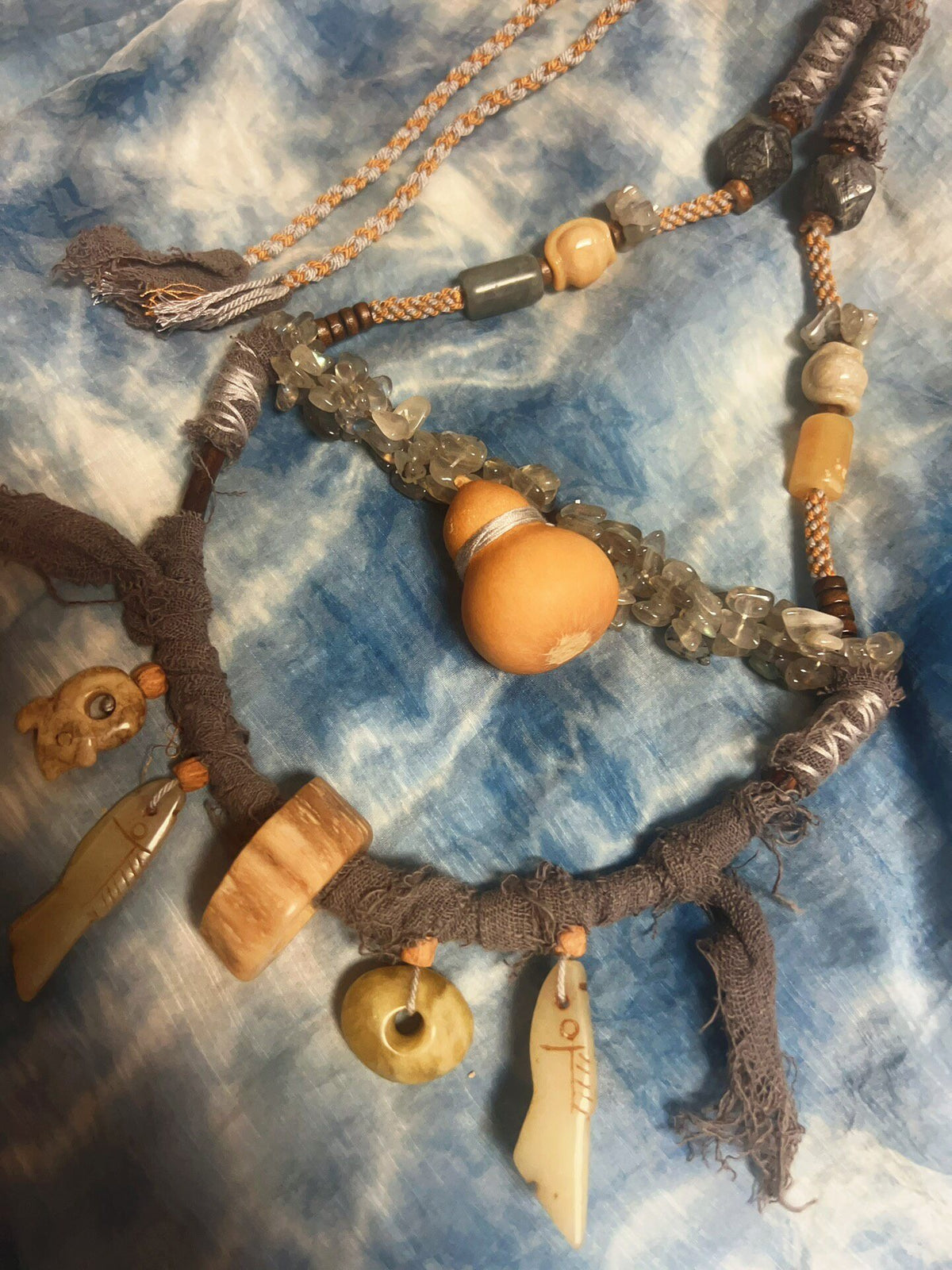 Handcrafted Antler Segment Necklace with Braided Cord