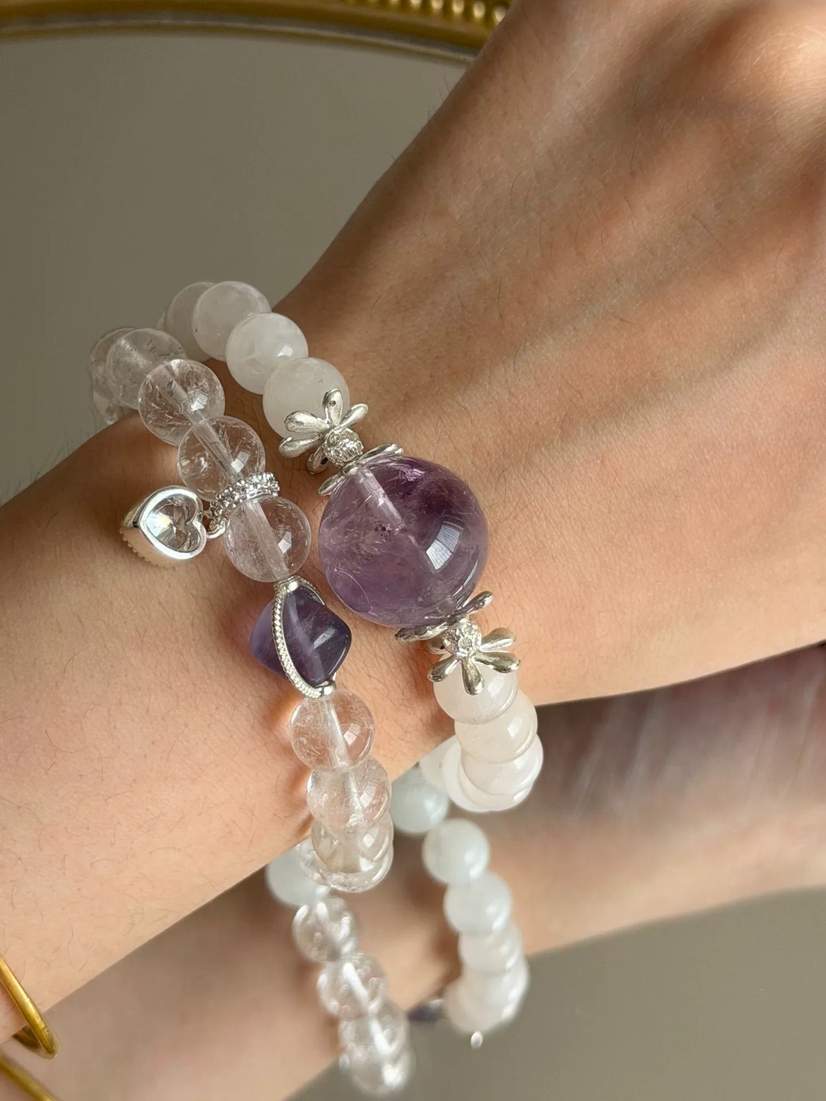 Natural Crystal Double Wrap Bracelet Amethyst