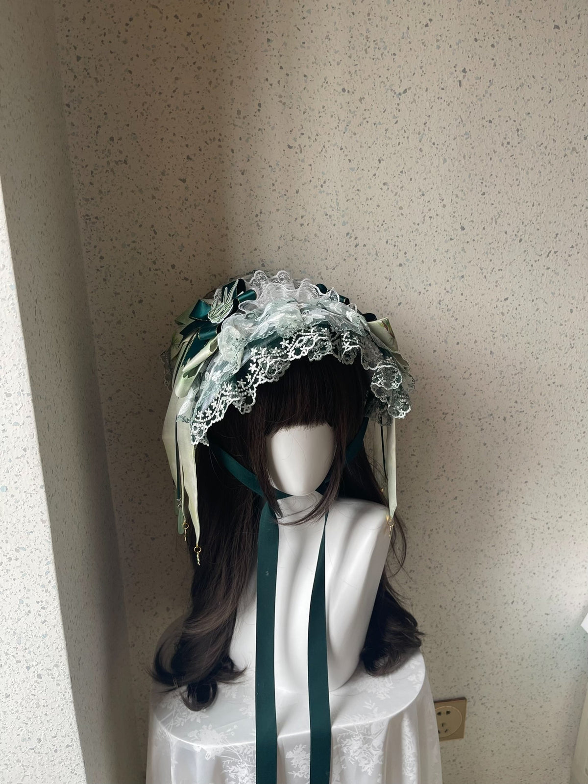 Lolita Green Lace Bow Hair Accessory