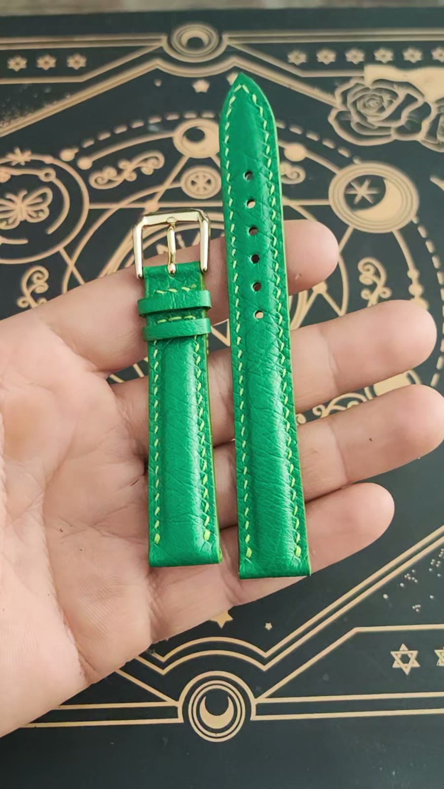 Ostrich Leather Watch Strap Emerald Green