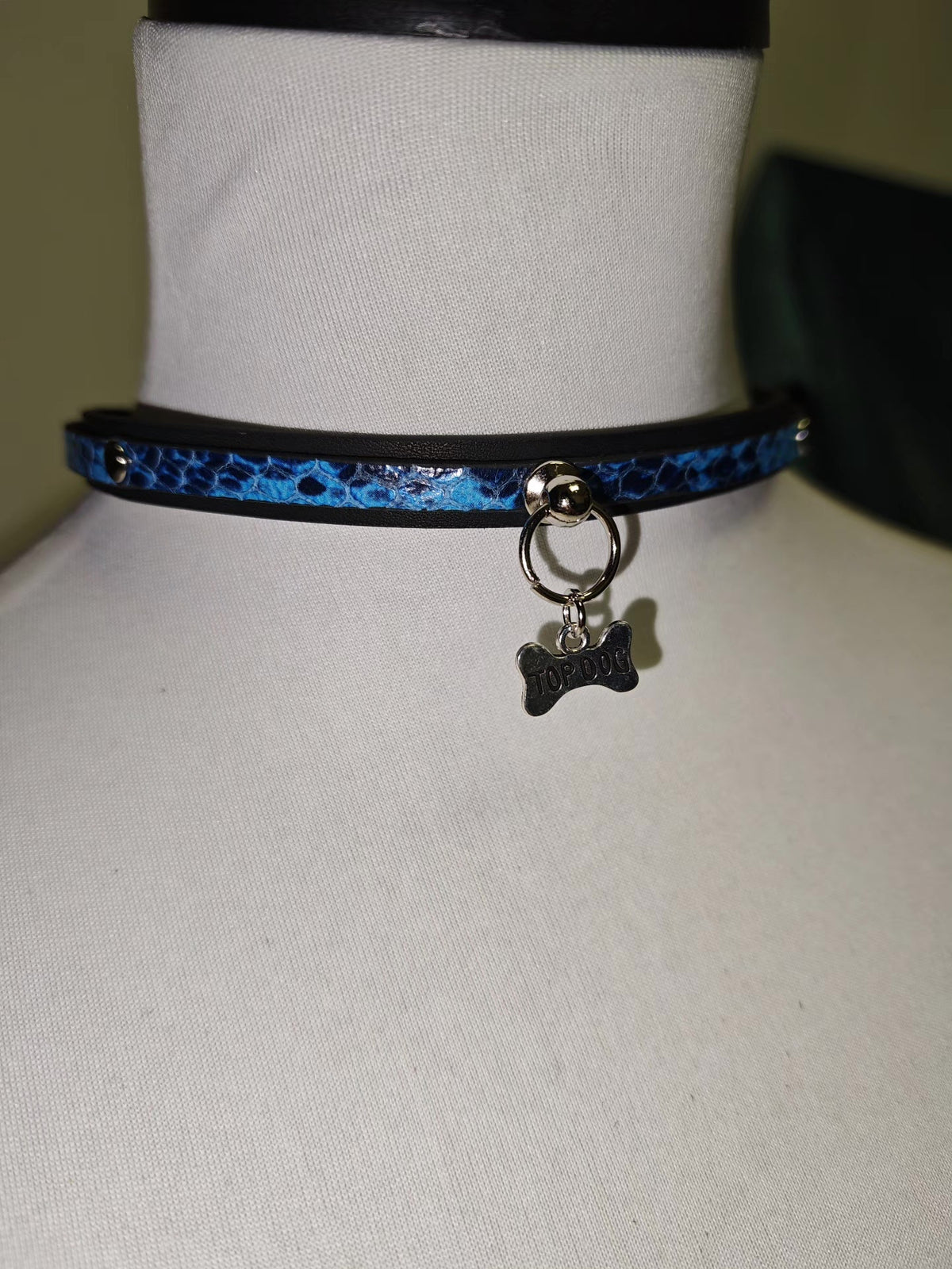 Handcrafted Leather Choker with Bone Tag