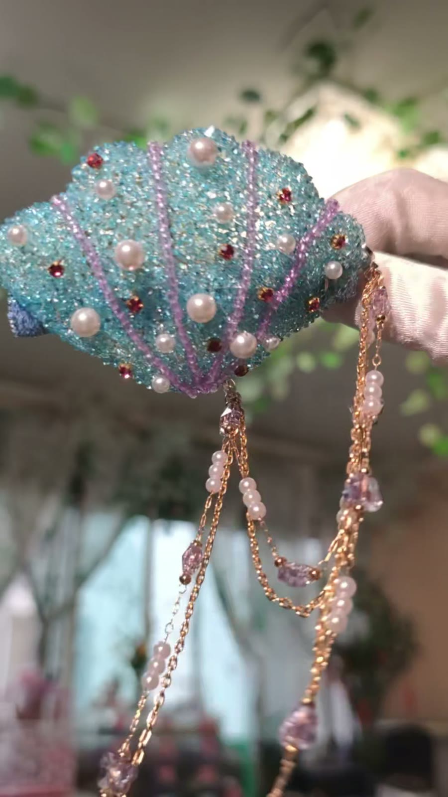 Handmade Beaded Shell Hair Claw