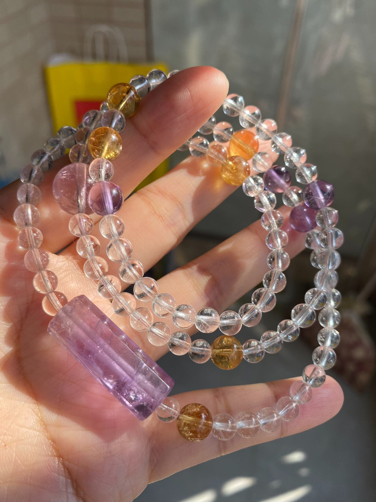 Triple Wrap Crystal Amethyst Beaded Bracelet