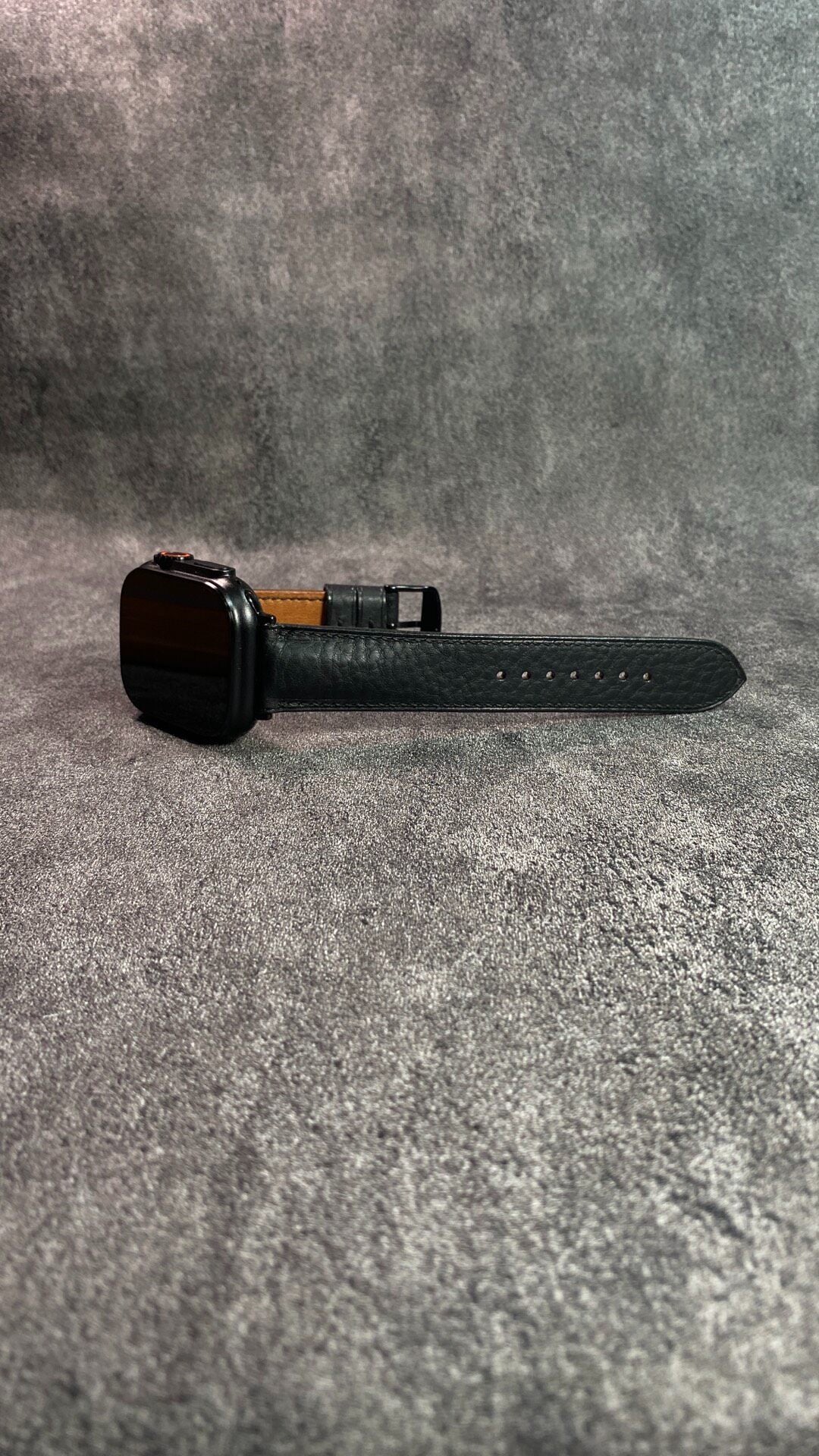 Handcrafted Leather Watch Strap Black Pebbled