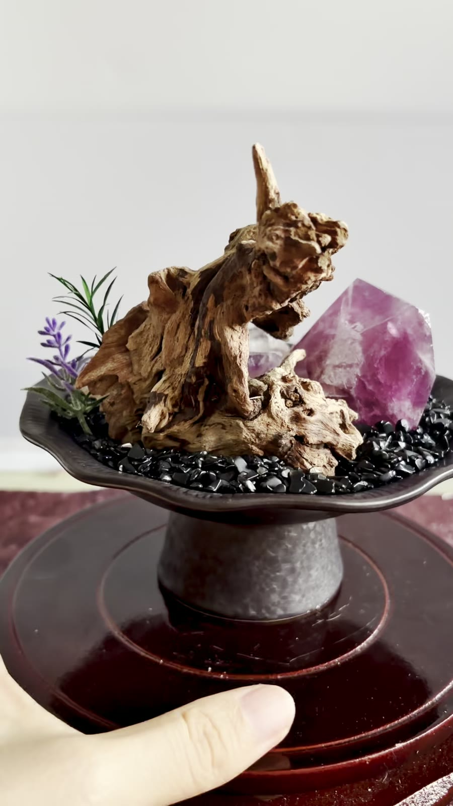 Amethyst Kristal Lotus Bowl Micro Landscape