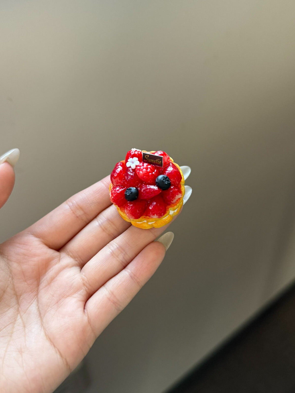 Clay Strawberry Cake Charm 3cm