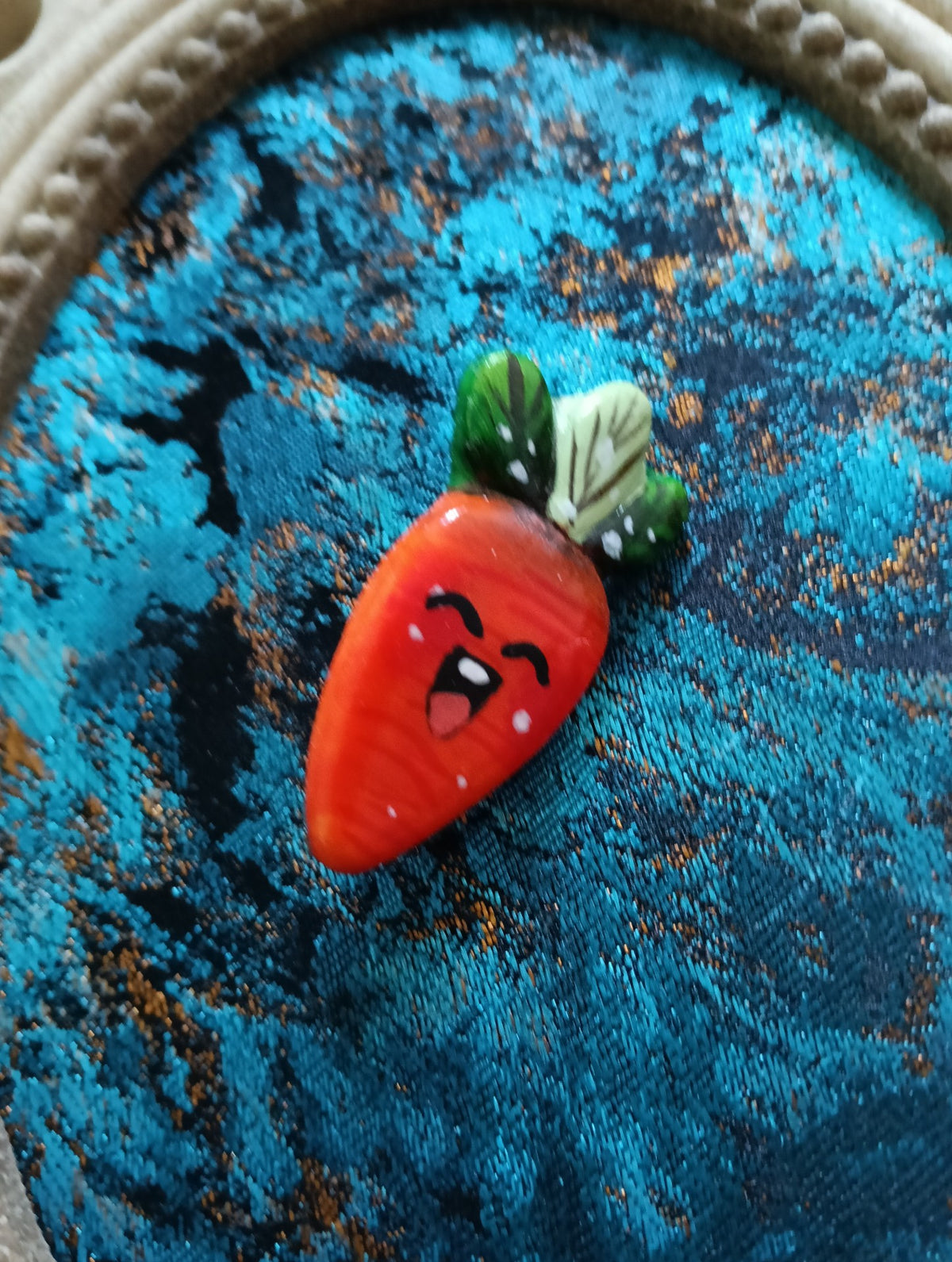 Smiling Carrot Clay Brooch