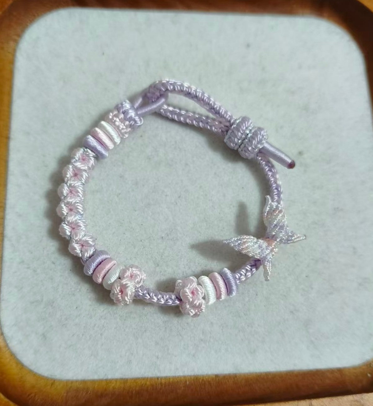 Handwoven Gradient Bracelet with Butterfly Charm