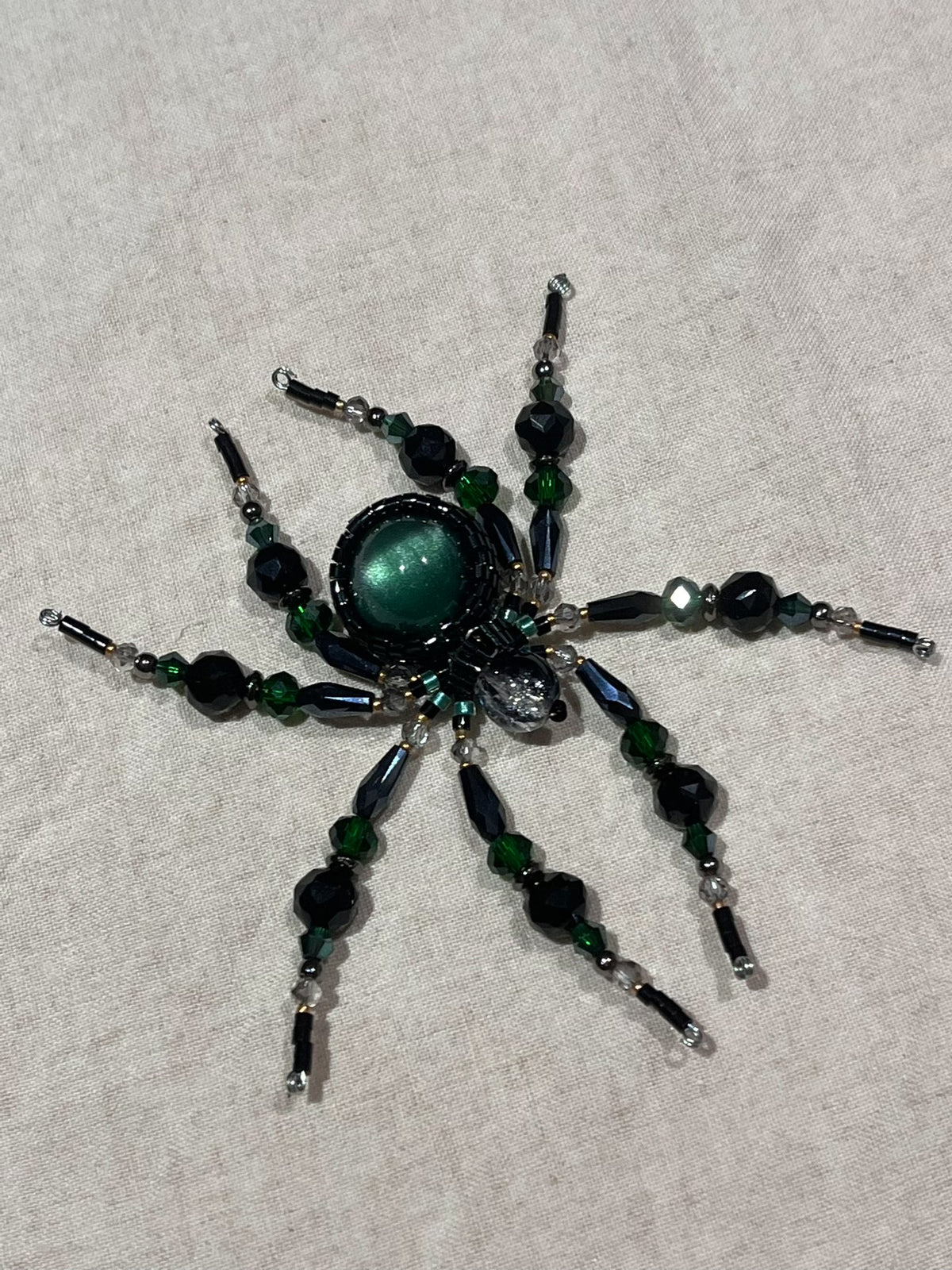 Black and Green Beaded Spider Ornament