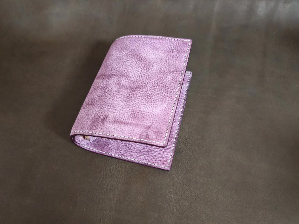 Handmade Purple Leather Ring Binder Cover