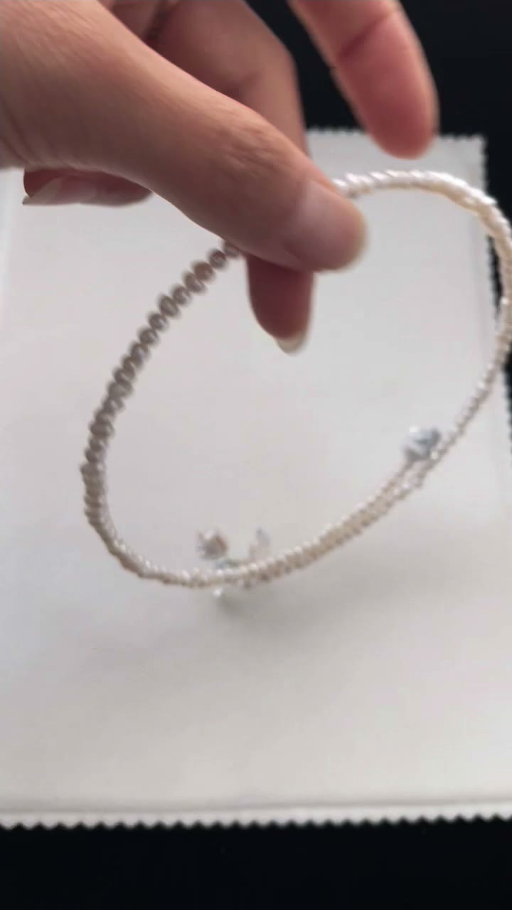 Silver Blue Floral Pearl Necklace
