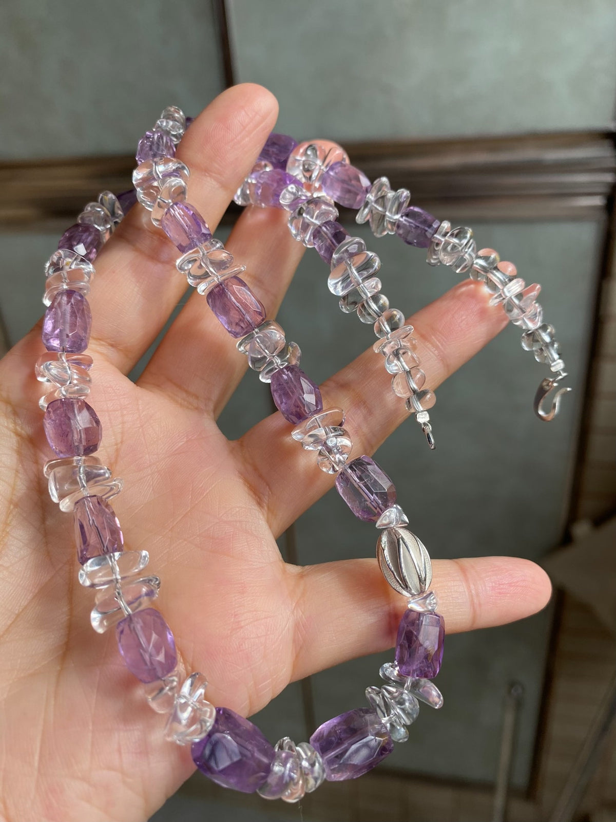 Amethyst Clear Quartz Necklace S925 Silver