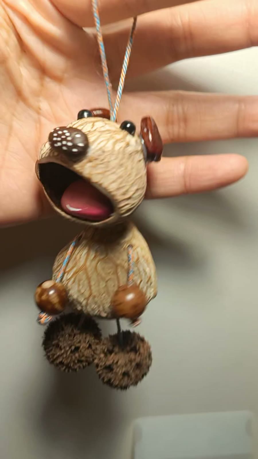 Handmade Walnut Shell Bear Hanging Ornament