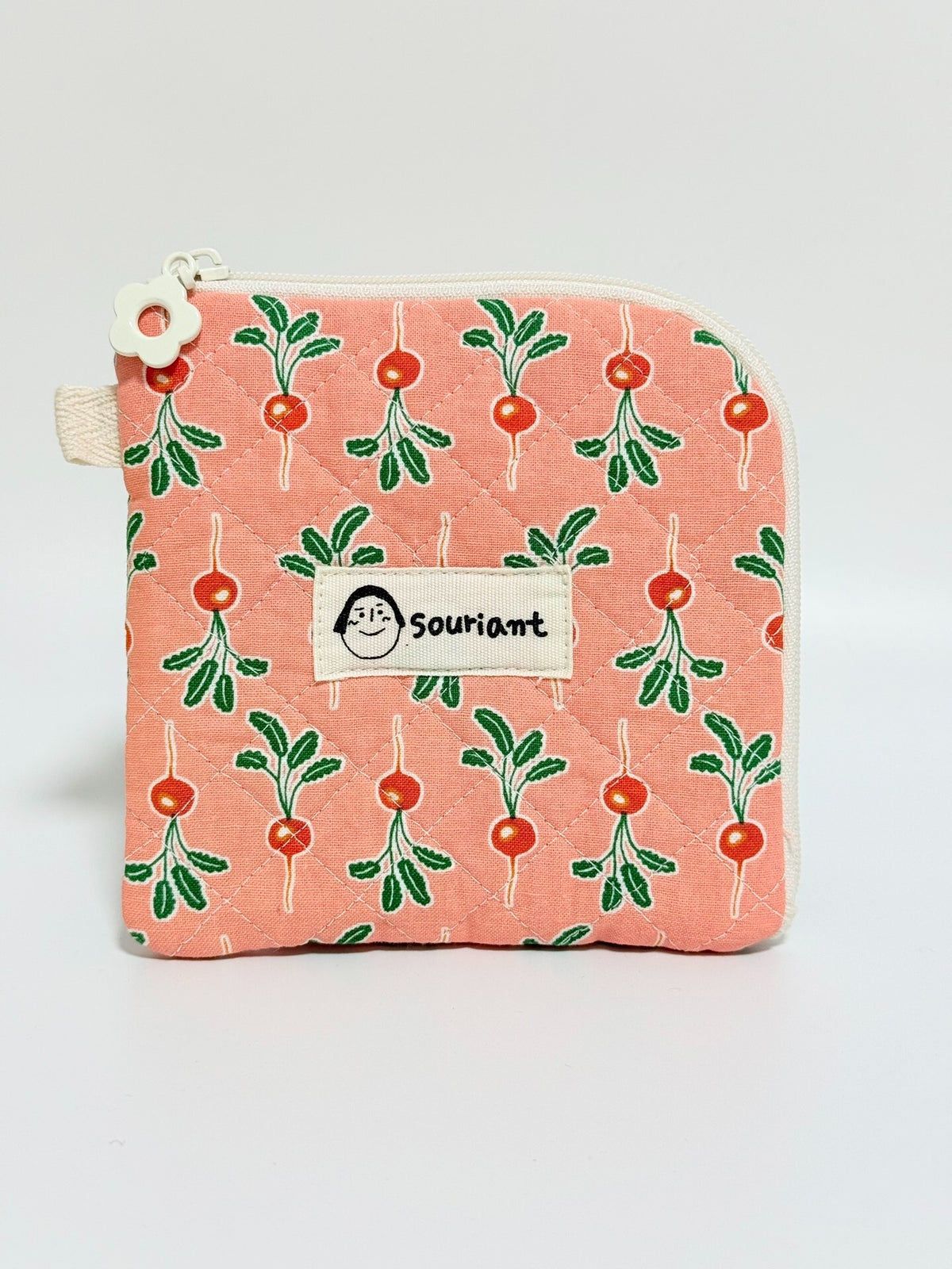 Quilted Radish Pouch with Zipper Closure