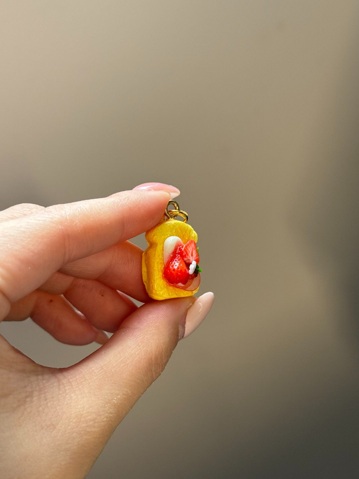 Clay Strawberry Toast Charm