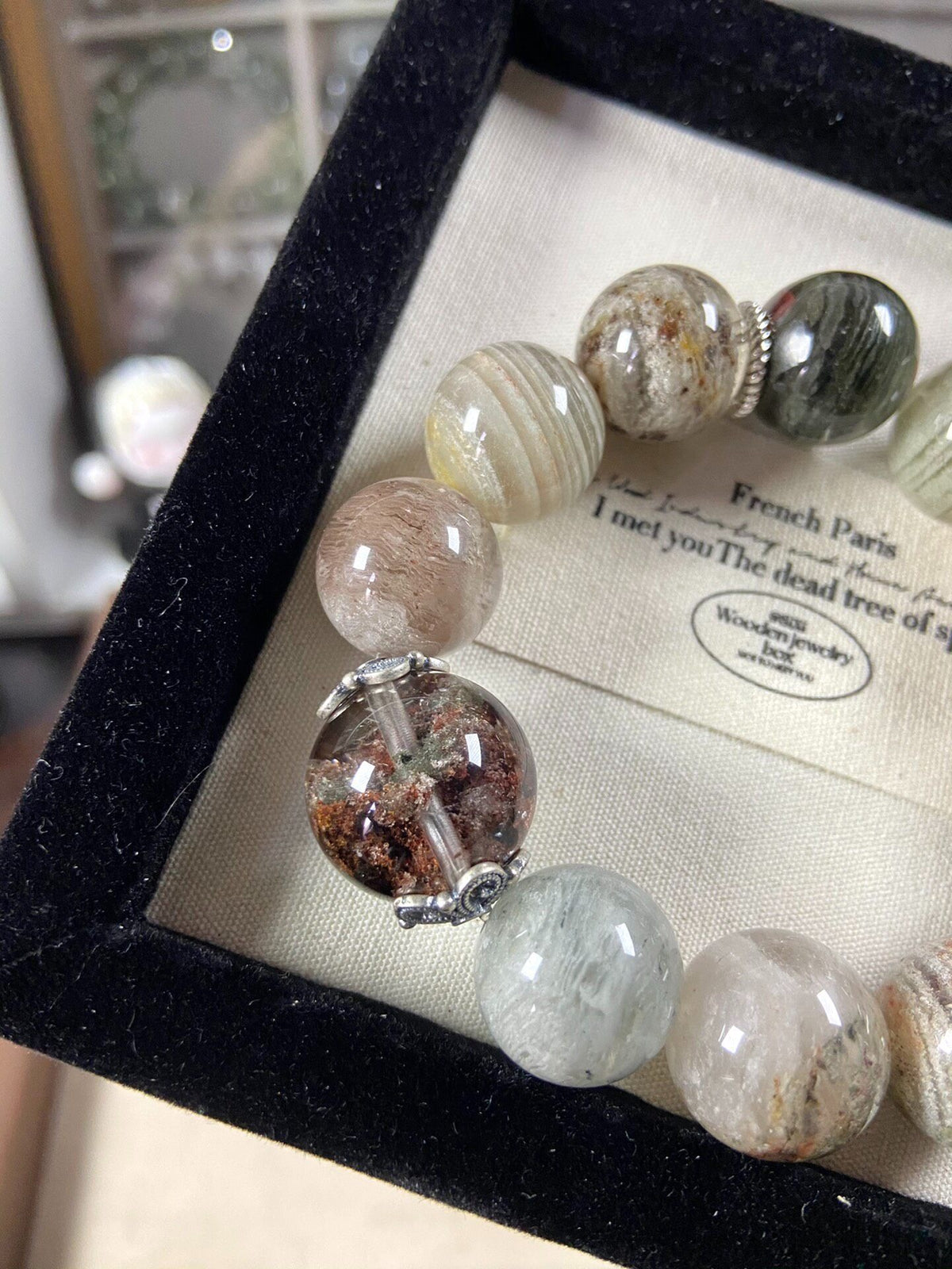 Phantom Quartz Bracelet 16mm 925 Silver Focal Bead