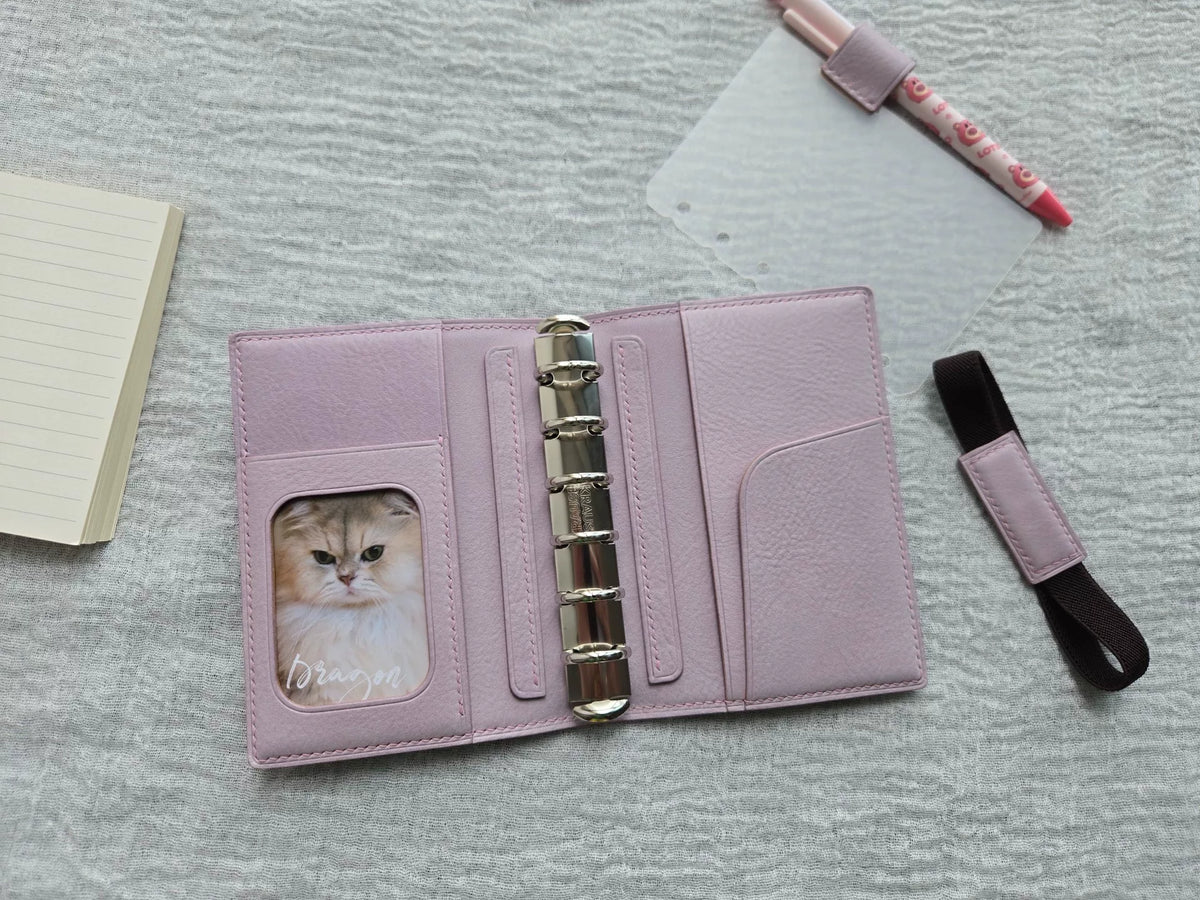 Porte-document agenda en cuir relié main A7