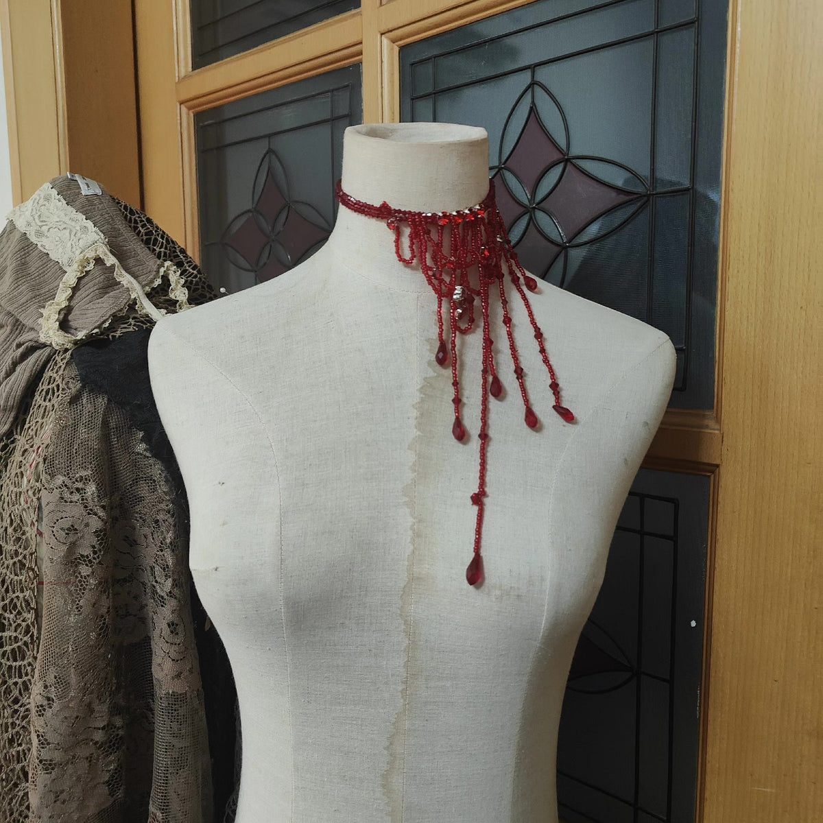 Iridium Gothic Lolita Blood Red Gemstone Necklace