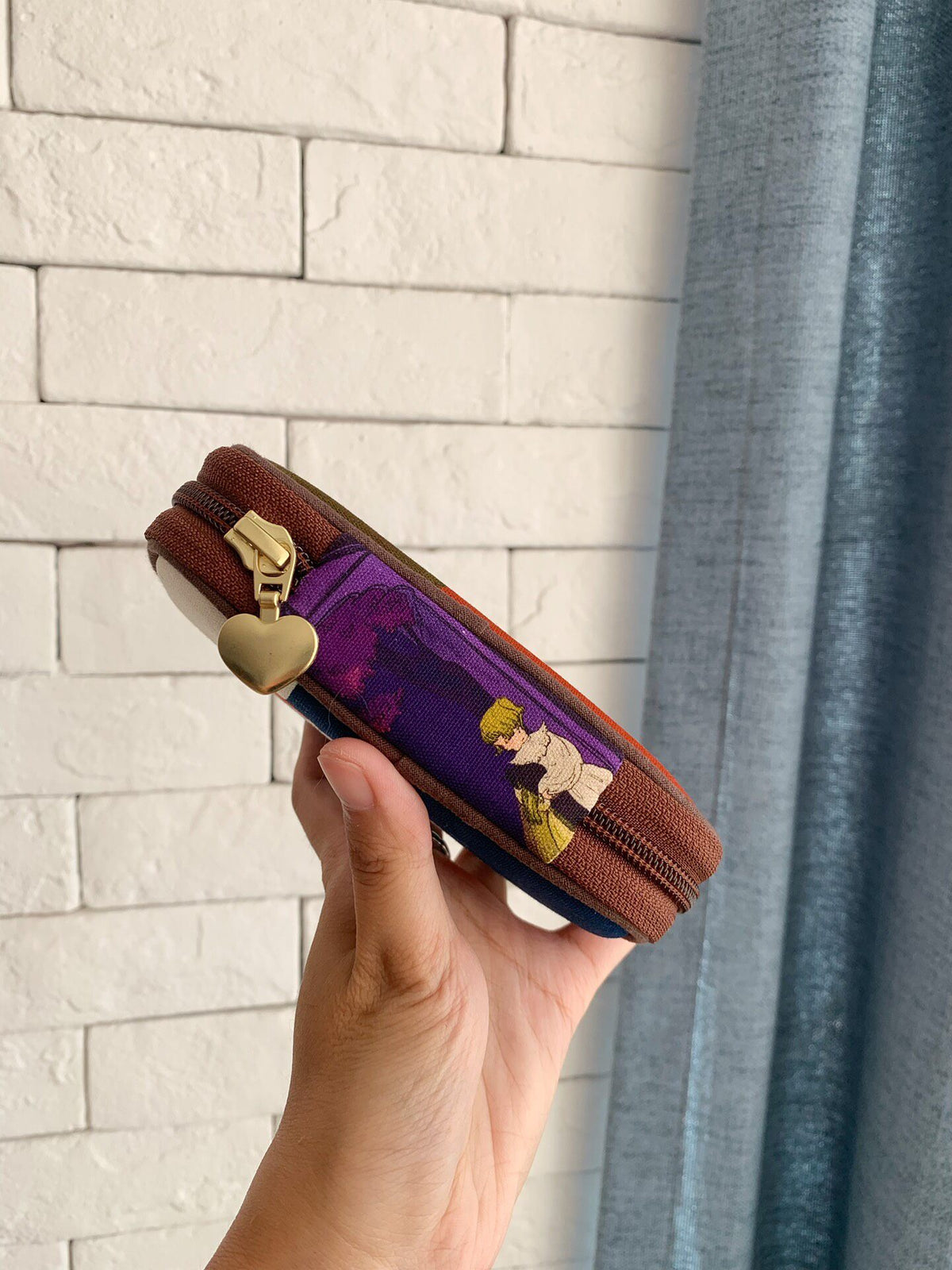 Zippered Pouch with Illustrated Panels