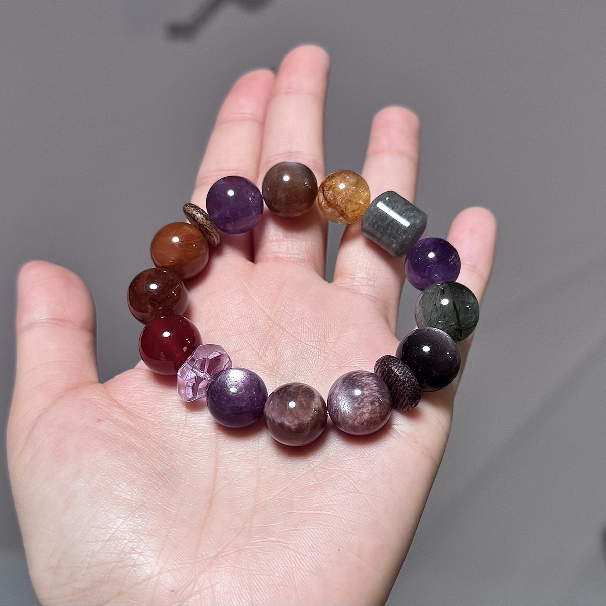 14mm Multi Gemstone Beaded Bracelet