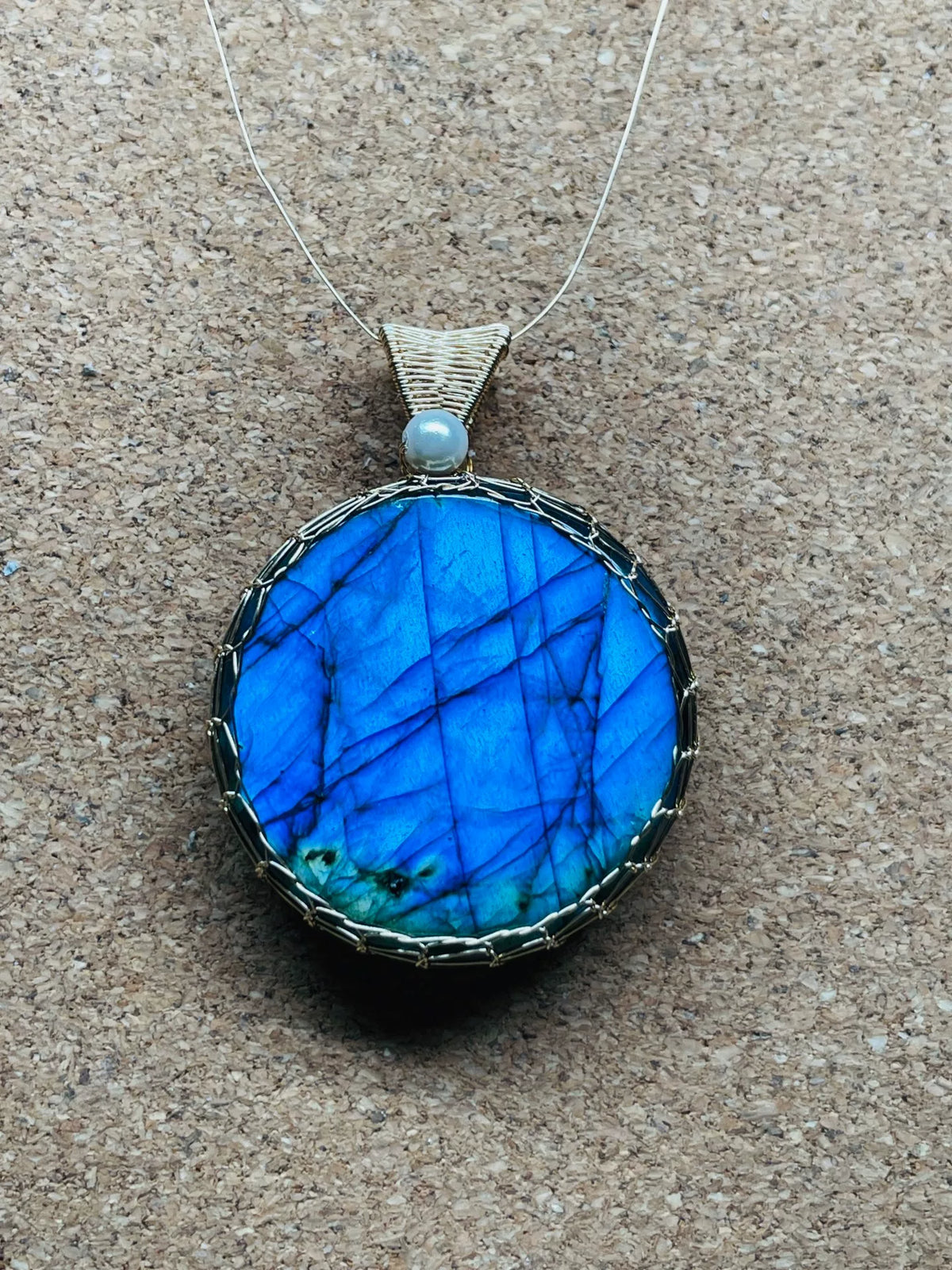 Wire Wrapped Blue Labradorite Pendant Necklace
