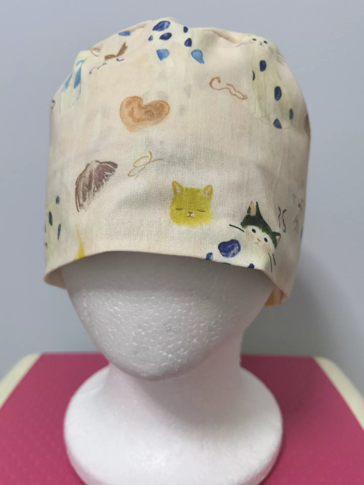 Gorro quirúrgico de algodón con estampado de gatos