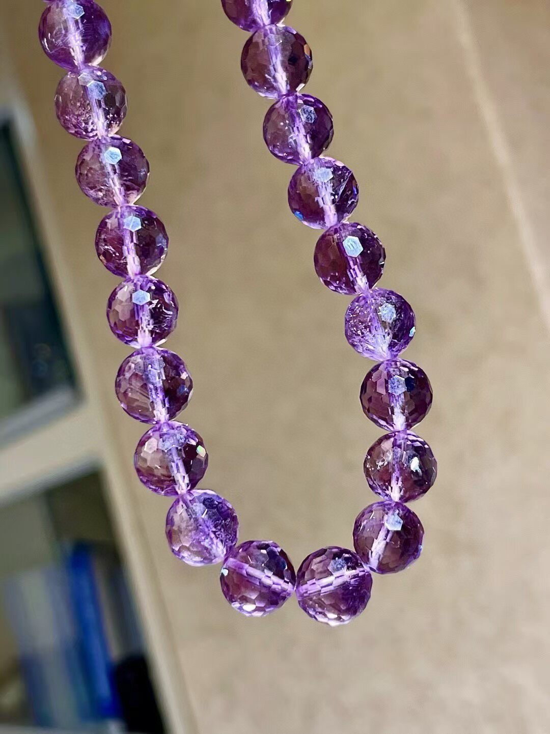 Amethyst Faceted Bead Necklace 10mm 40cm