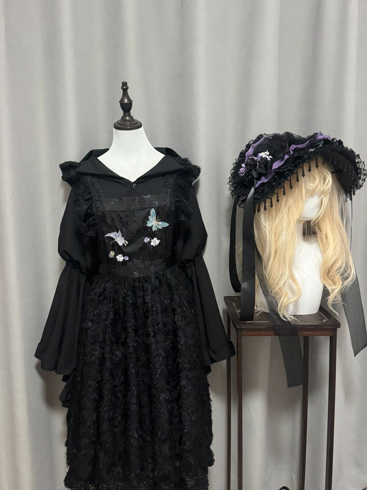 Gothic Lolita Wide Brim Hat with Lace
