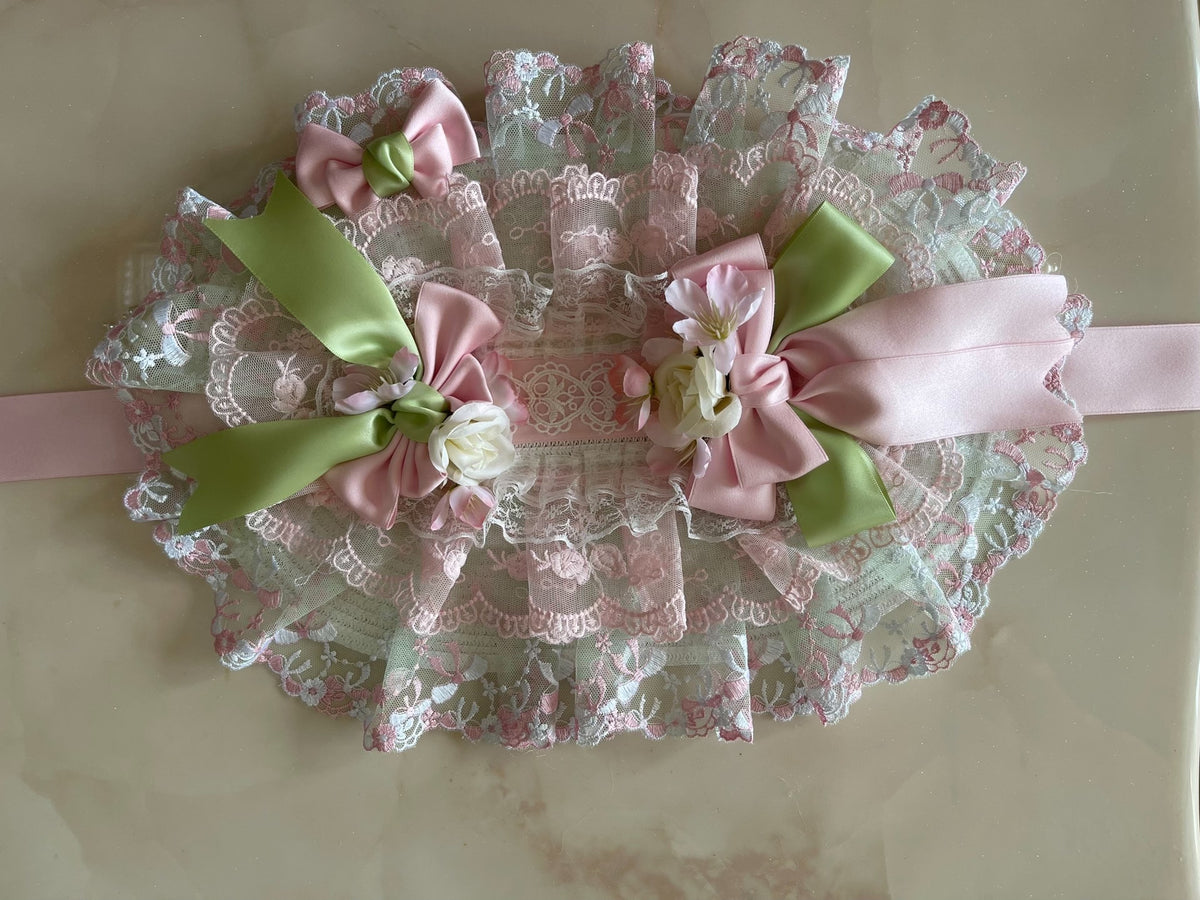 Lolita Flat Bonnet with Lace Trim