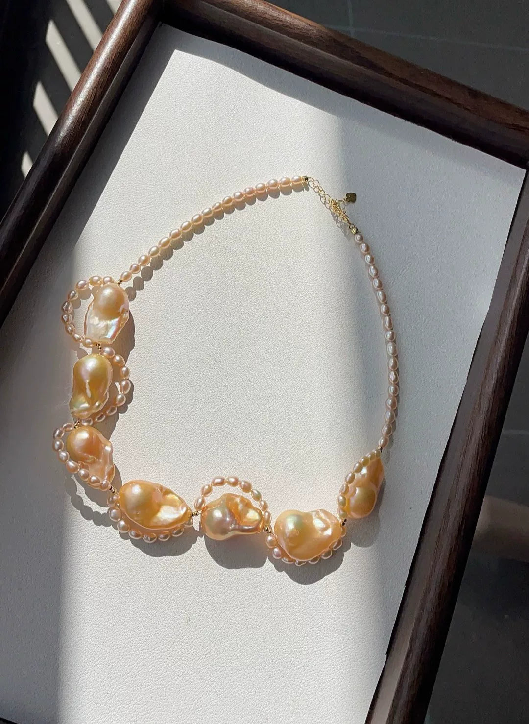 Collana con Perle Barocche Champagne Peach 12mm