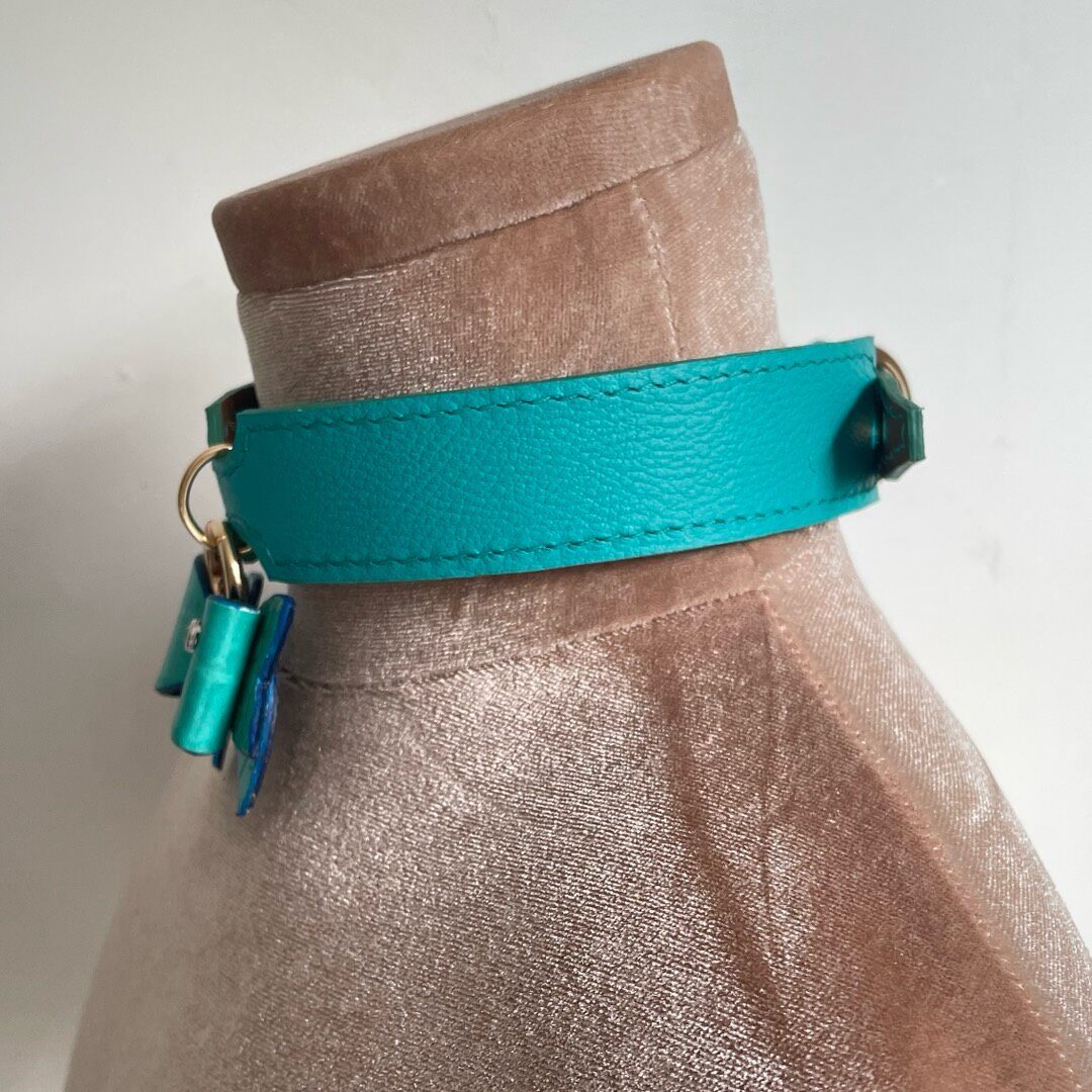Tiffany Blue Leather Pet Collar