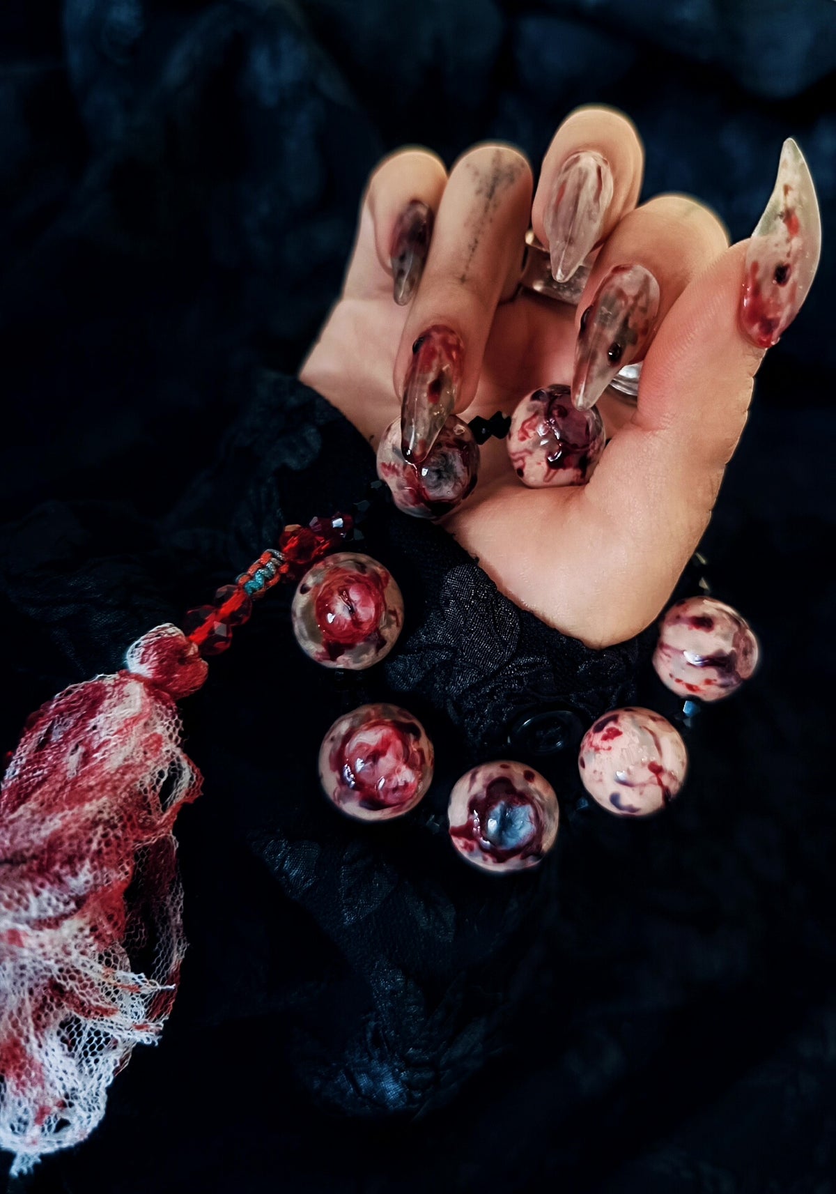 Cthulhu Eyeball Bracelet Bloodshot Beads