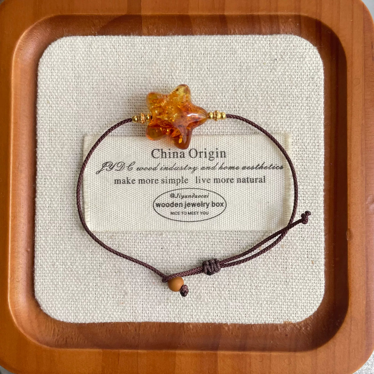 Natural Flower Amber Star Bracelet